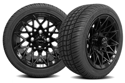 12" Solid Gloss Black Athena Wheel w 205/40-R12 SBR Tire- 47678899004 (Single Wheel & Tire Assembly)