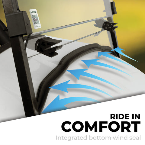 MODZ® Windshield for E-Z-GO – Fits TXT (with 1" Struts), T48, and RXV (2008-2023)
