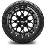 MODZ® 12" Vortex Glossy Black Wheels and Street Tires Combo