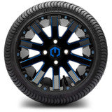 MODZ® 12" Mauler Glossy Black and Blue Wheels and Street Tires Combo
