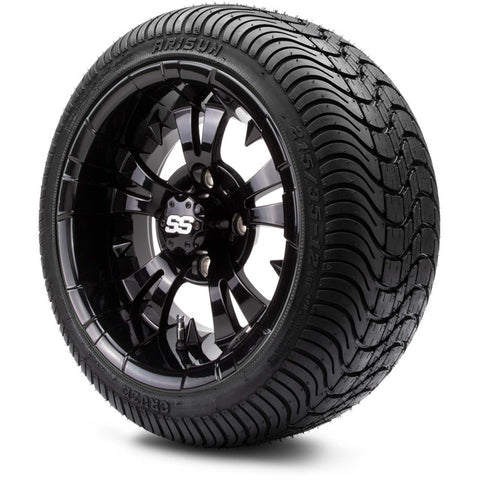 MODZ® 12" Vampire Machined Black Wheels and Street Tires Combo