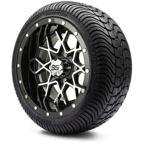 MODZ® 12" Vortex Glossy Black Wheels and Street Tires Combo